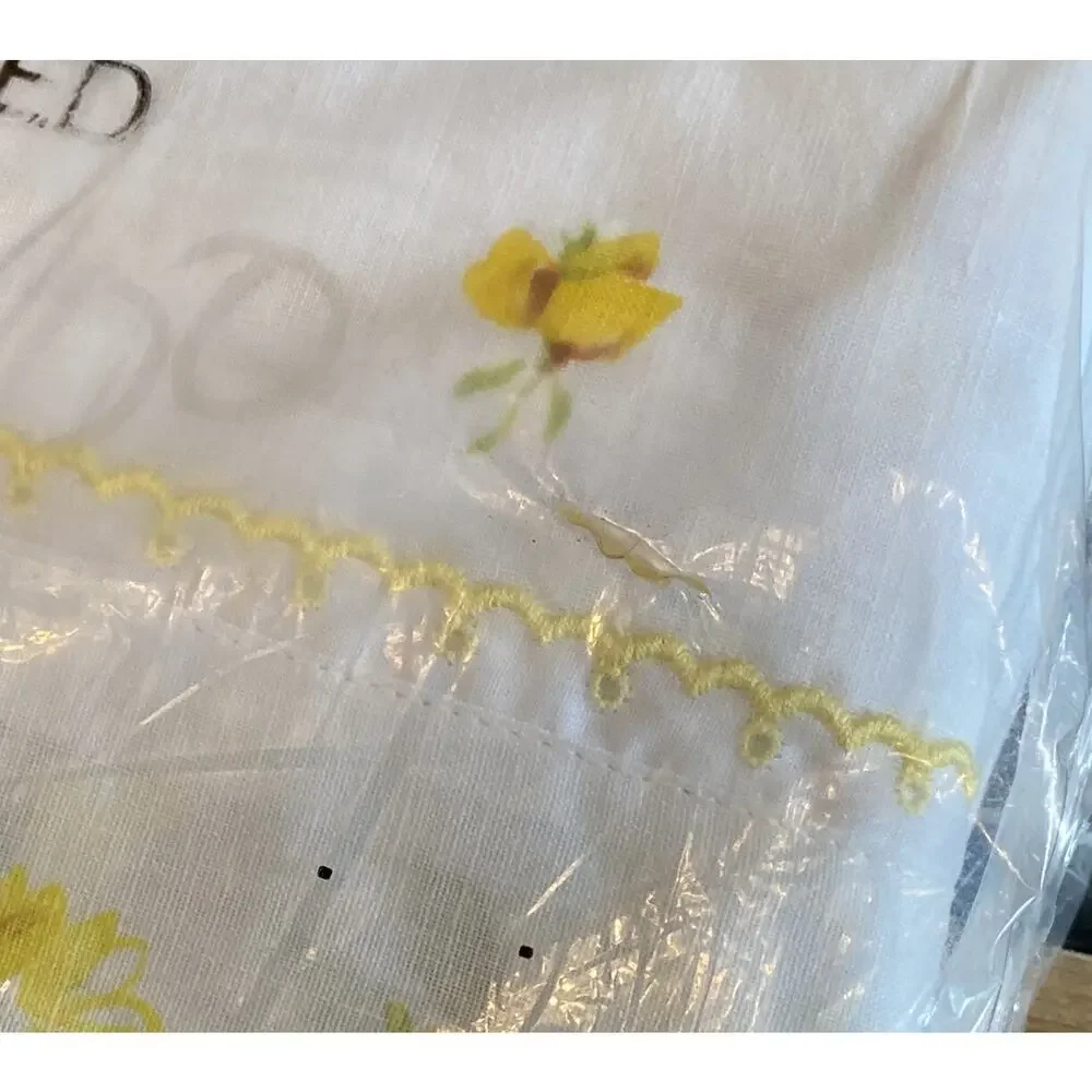 Vintage JC Penney Fashion Manor Muslin Yellow Floral Flat Sheet Full NOS NIP